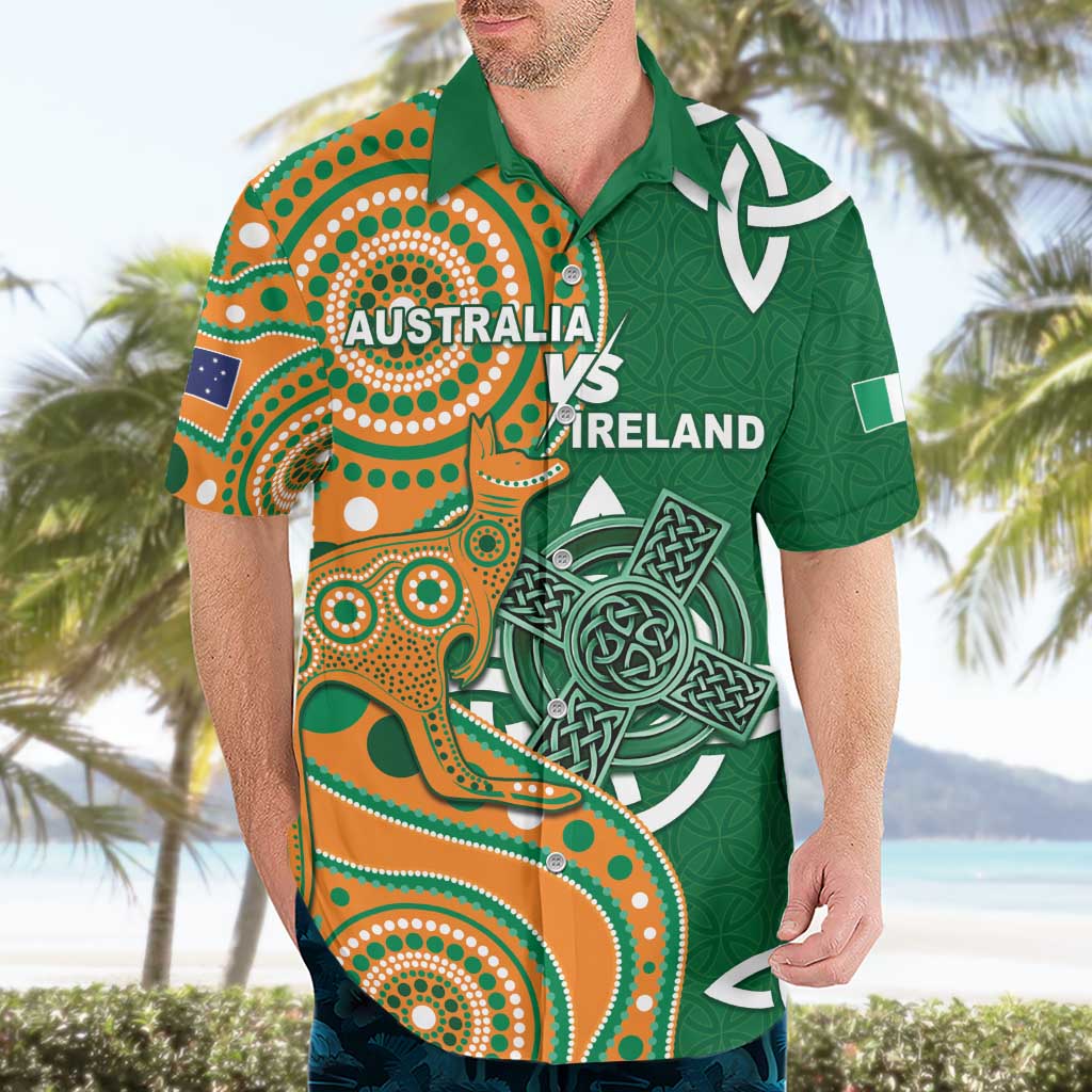 Australia And Ireland Rugby Custom Hawaiian Shirt Walllabies And Shamrock Together