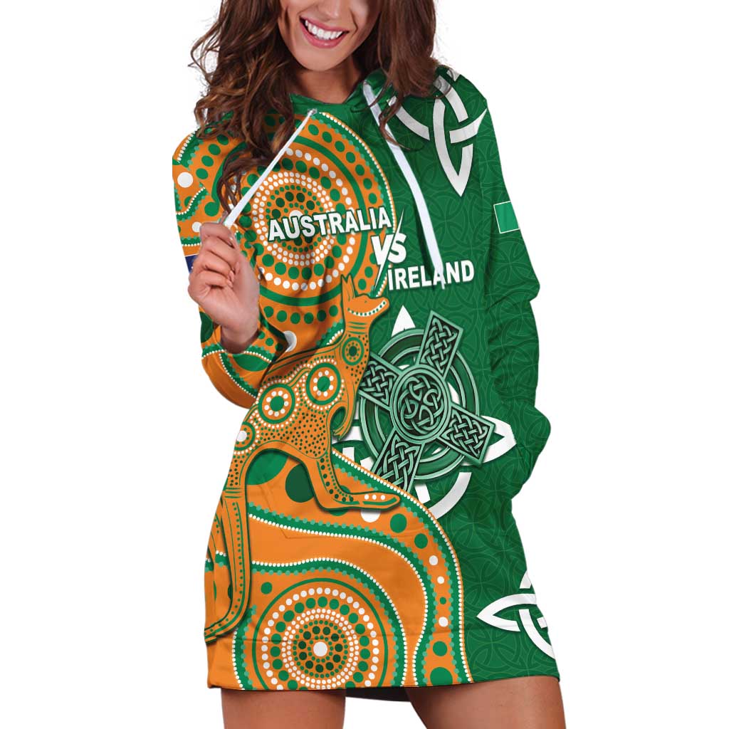 Australia And Ireland Rugby Custom Hoodie Dress Walllabies And Shamrock Together