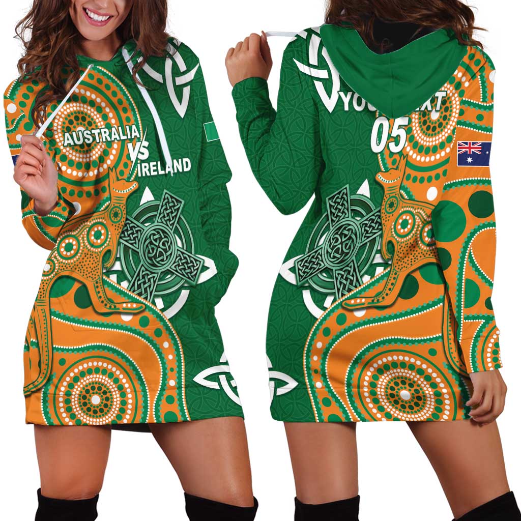 Australia And Ireland Rugby Custom Hoodie Dress Walllabies And Shamrock Together