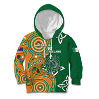 Australia And Ireland Rugby Custom Kid Hoodie Walllabies And Shamrock Together