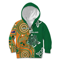 Australia And Ireland Rugby Custom Kid Hoodie Walllabies And Shamrock Together