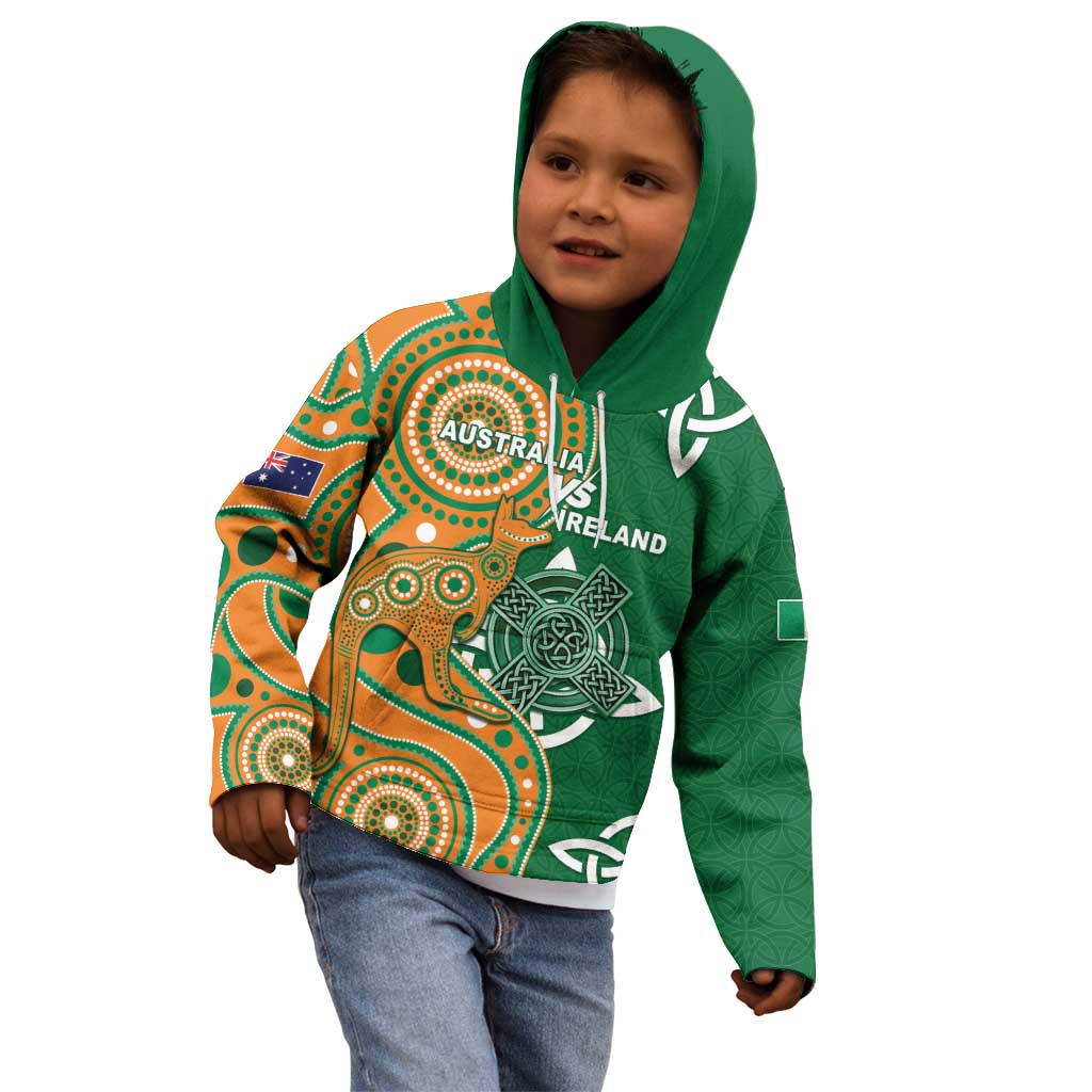 Australia And Ireland Rugby Custom Kid Hoodie Walllabies And Shamrock Together