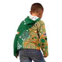 Australia And Ireland Rugby Custom Kid Hoodie Walllabies And Shamrock Together