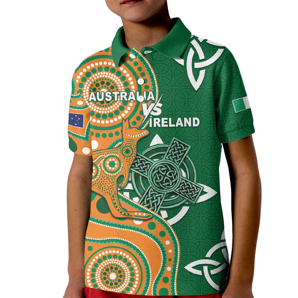 Australia And Ireland Rugby Custom Kid Polo Shirt Walllabies And Shamrock Together
