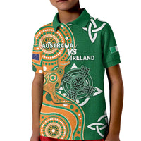 Australia And Ireland Rugby Custom Kid Polo Shirt Walllabies And Shamrock Together