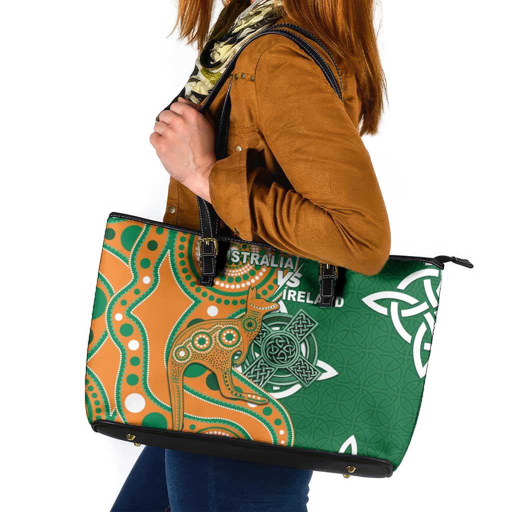 Australia And Ireland Rugby Leather Tote Bag Walllabies And Shamrock Together