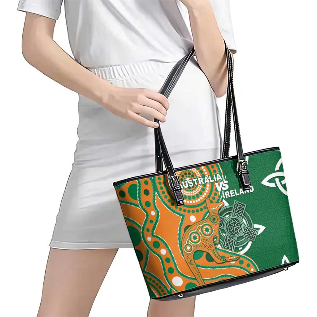 Australia And Ireland Rugby Leather Tote Bag Walllabies And Shamrock Together
