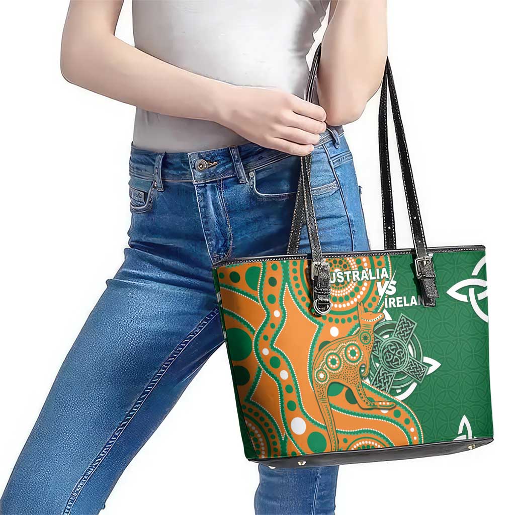 Australia And Ireland Rugby Leather Tote Bag Walllabies And Shamrock Together