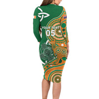 Australia And Ireland Rugby Custom Long Sleeve Bodycon Dress Walllabies And Shamrock Together