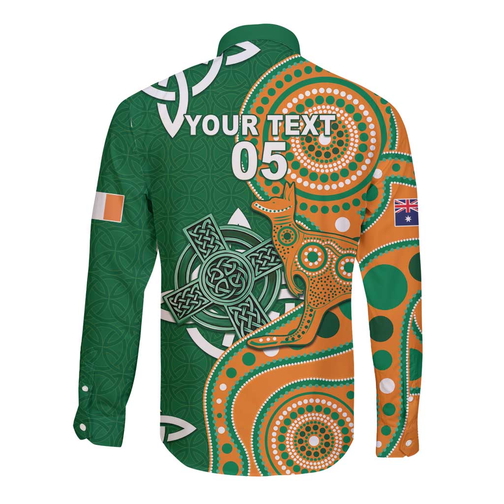 Australia And Ireland Rugby Custom Long Sleeve Button Shirt Walllabies And Shamrock Together
