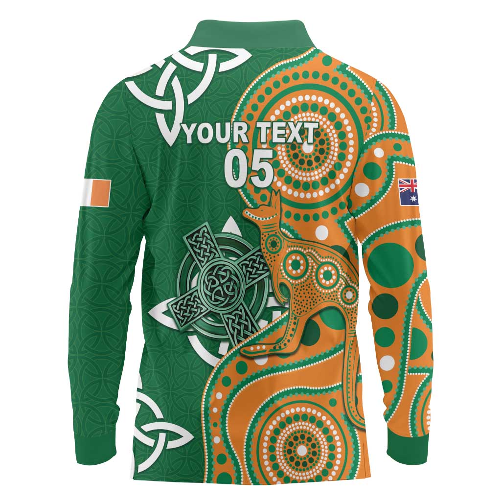 Australia And Ireland Rugby Custom Long Sleeve Polo Shirt Walllabies And Shamrock Together
