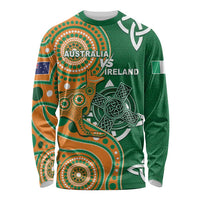 Australia And Ireland Rugby Custom Long Sleeve Shirt Walllabies And Shamrock Together