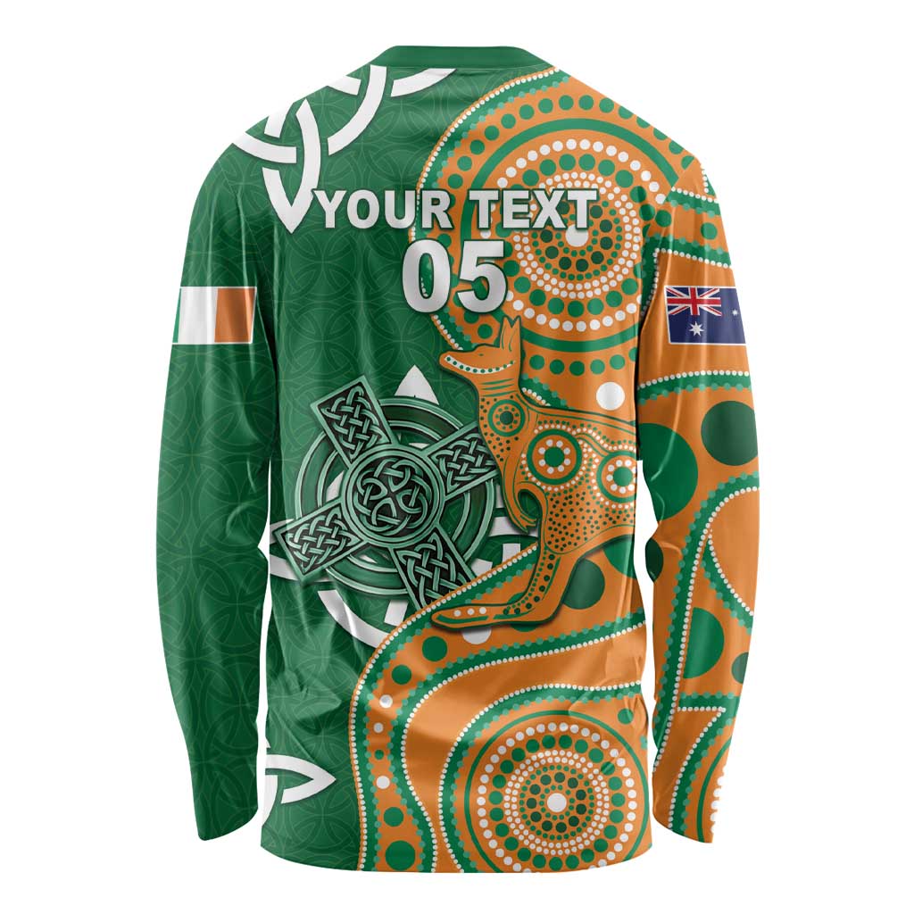 Australia And Ireland Rugby Custom Long Sleeve Shirt Walllabies And Shamrock Together