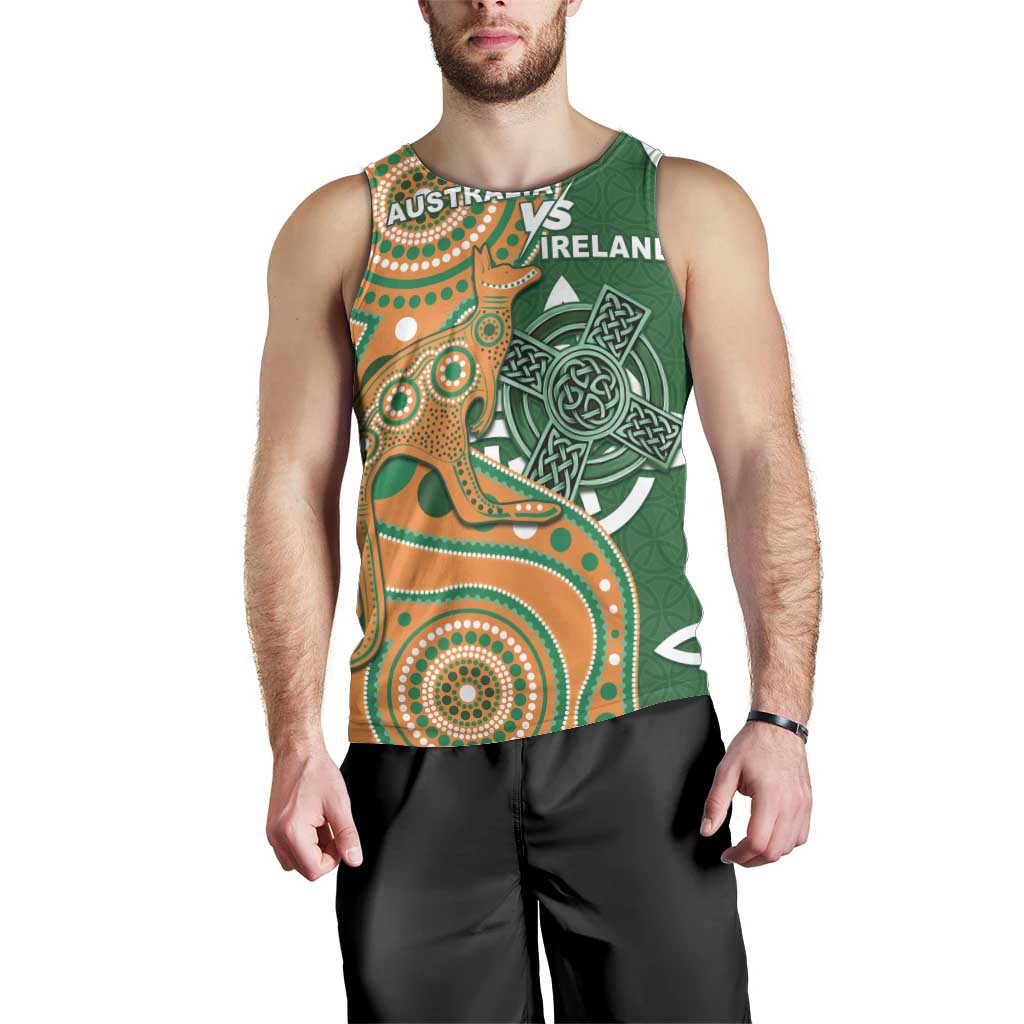 Australia And Ireland Rugby Custom Men Tank Top Walllabies And Shamrock Together