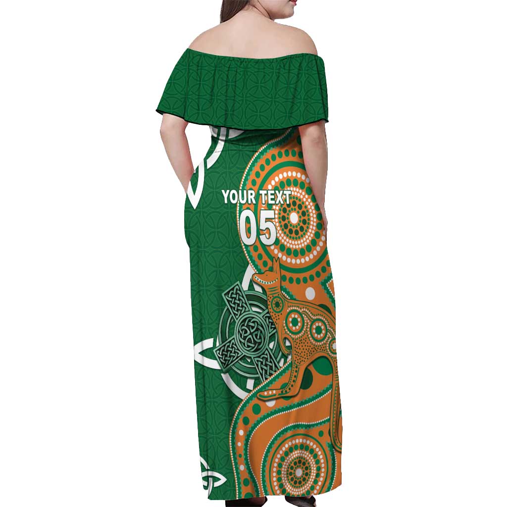 Australia And Ireland Rugby Custom Off Shoulder Maxi Dress Walllabies And Shamrock Together