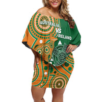 Australia And Ireland Rugby Custom Off Shoulder Short Dress Walllabies And Shamrock Together