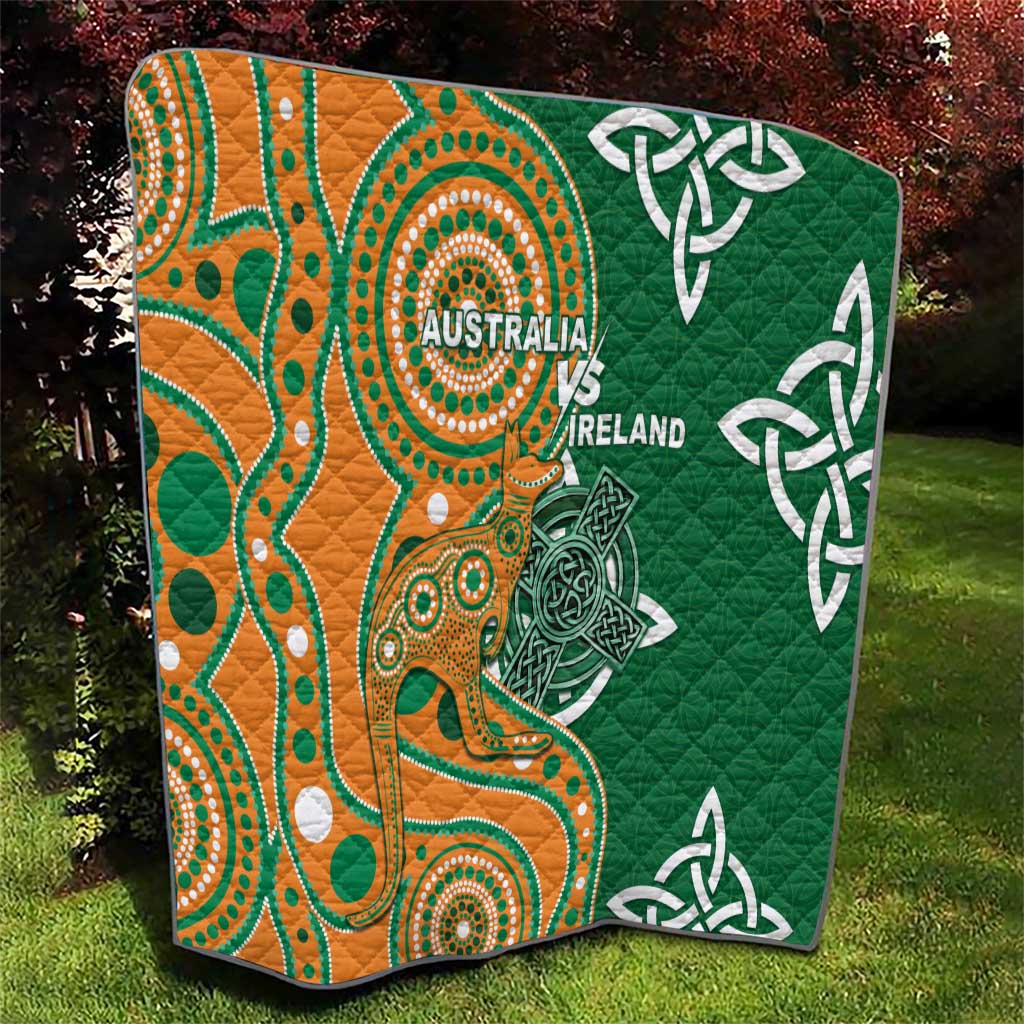 Australia And Ireland Rugby Quilt Walllabies And Shamrock Together