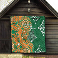 Australia And Ireland Rugby Quilt Walllabies And Shamrock Together