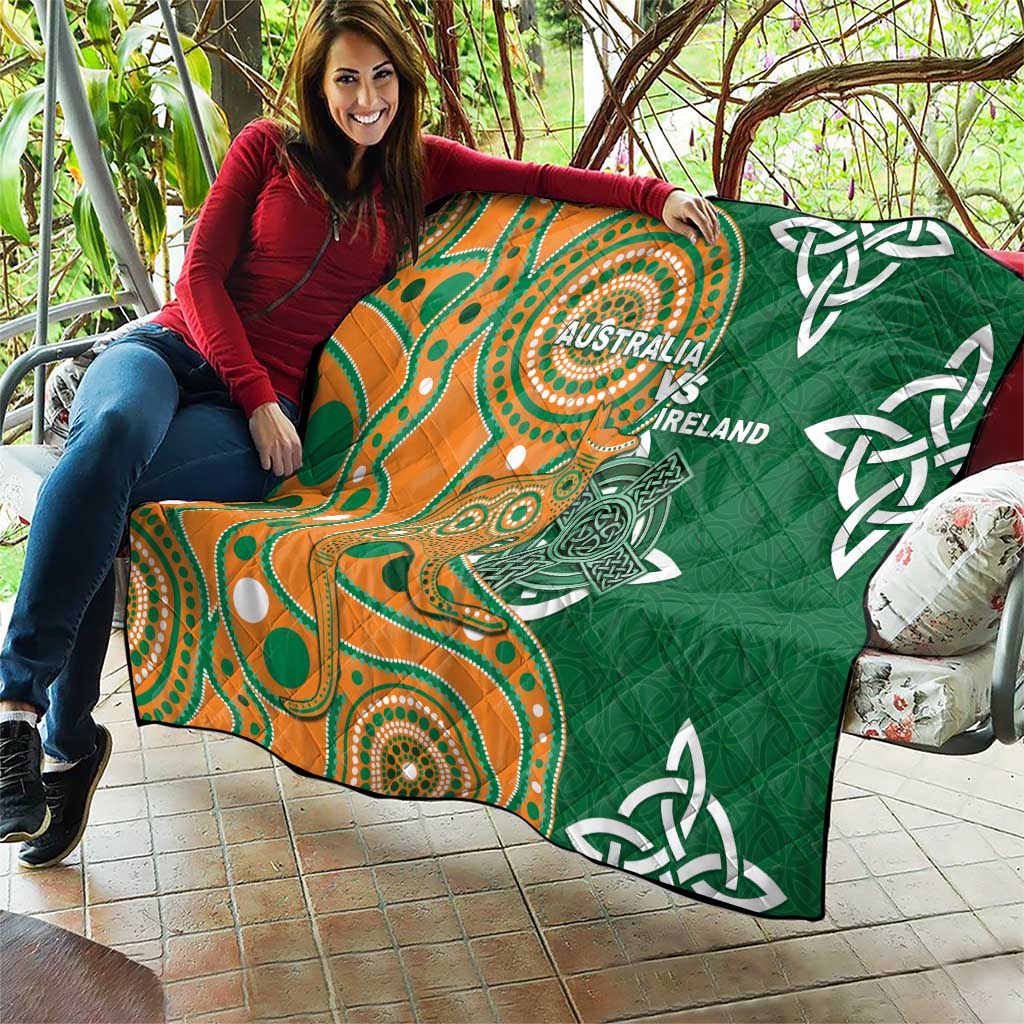 Australia And Ireland Rugby Quilt Walllabies And Shamrock Together