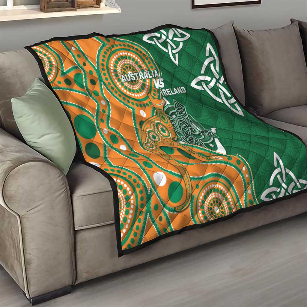Australia And Ireland Rugby Quilt Walllabies And Shamrock Together