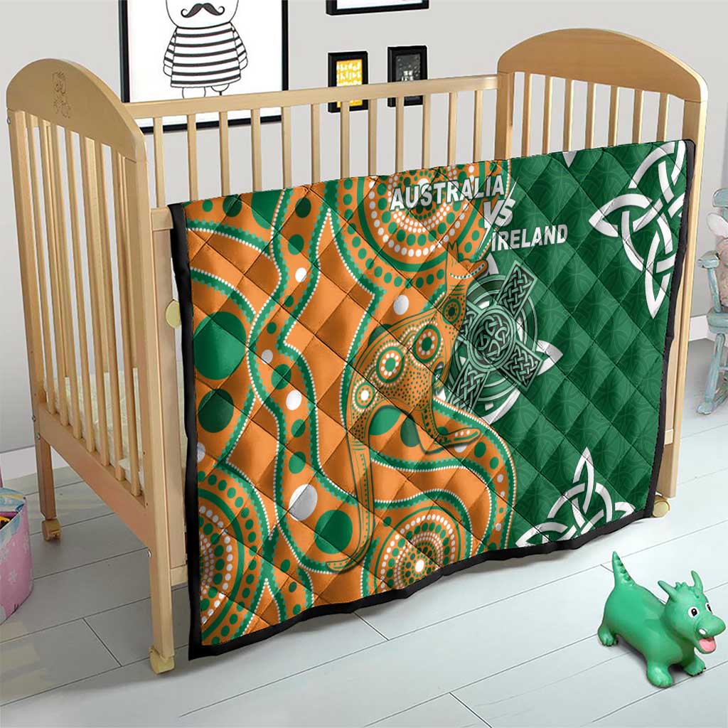 Australia And Ireland Rugby Quilt Walllabies And Shamrock Together
