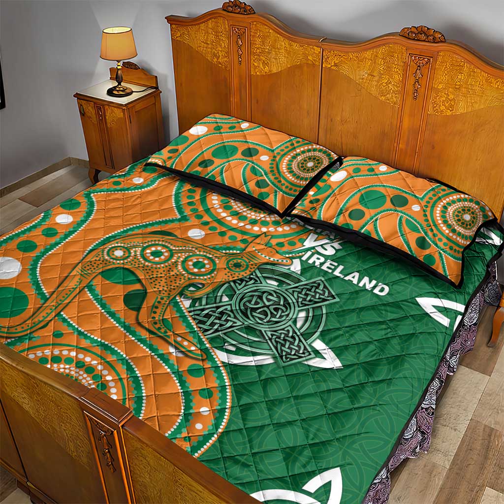 Australia And Ireland Rugby Quilt Bed Set Walllabies And Shamrock Together