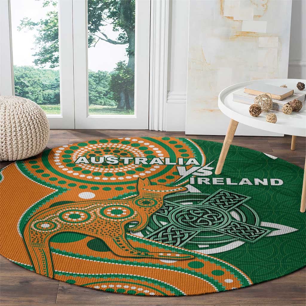 Australia And Ireland Rugby Round Carpet Walllabies And Shamrock Together