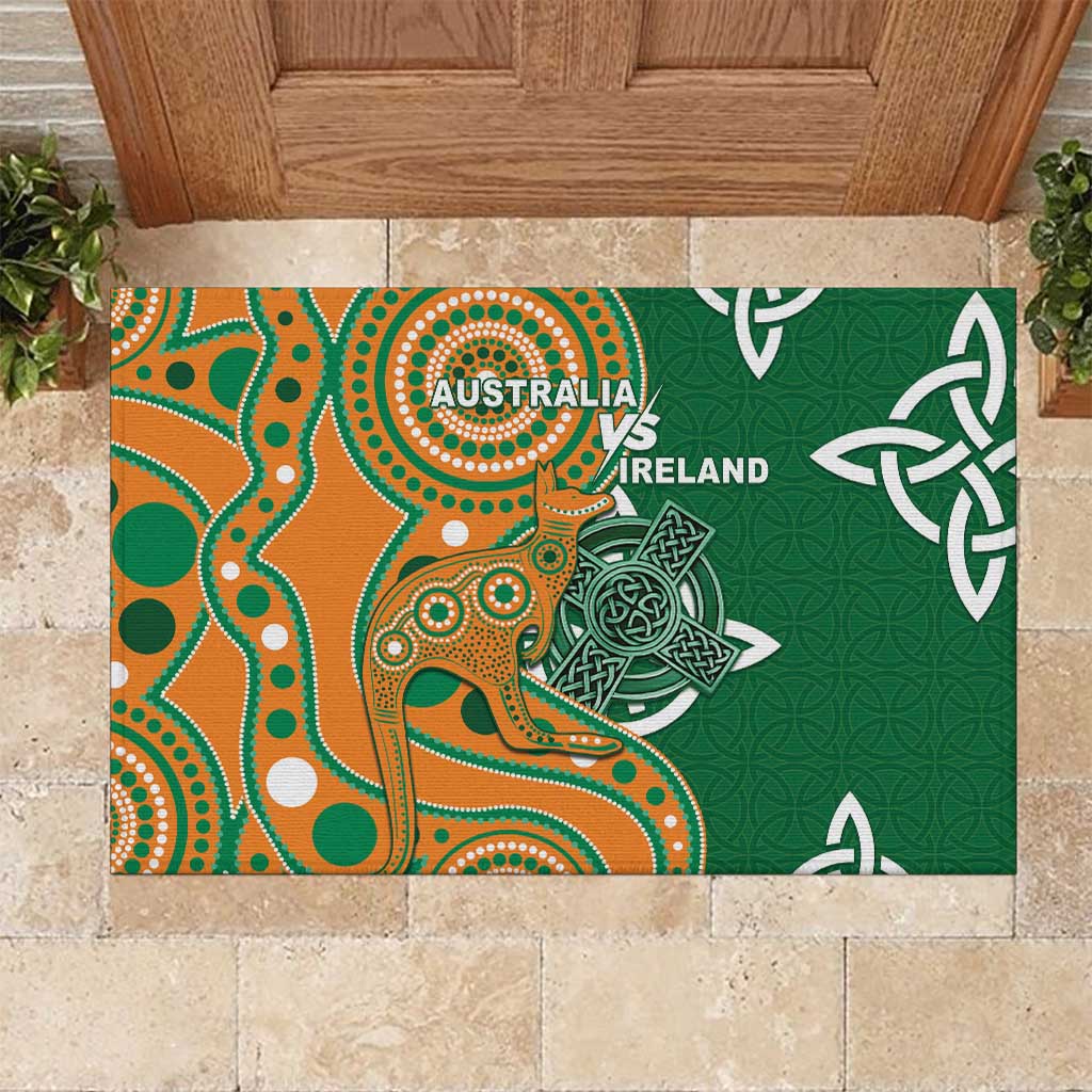 Australia And Ireland Rugby Rubber Doormat Walllabies And Shamrock Together