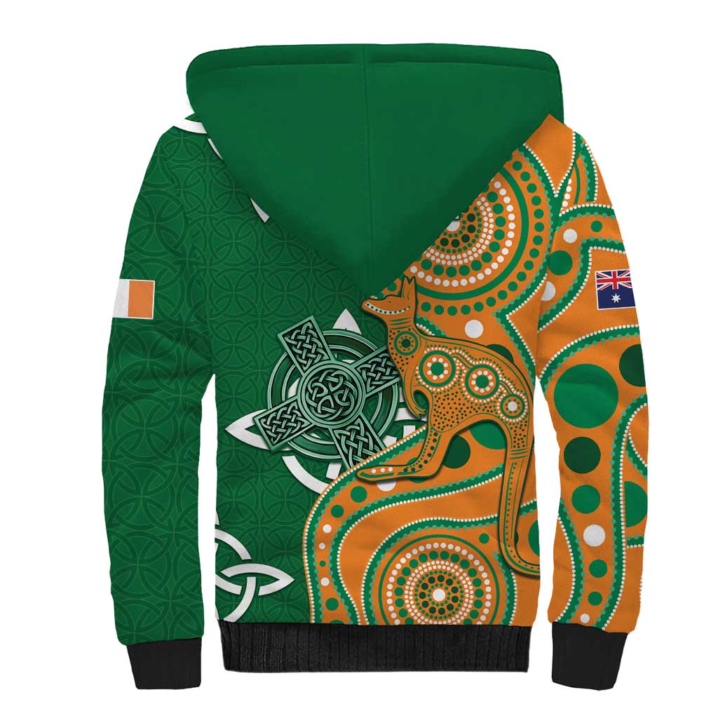 Australia And Ireland Rugby Custom Sherpa Hoodie Walllabies And Shamrock Together