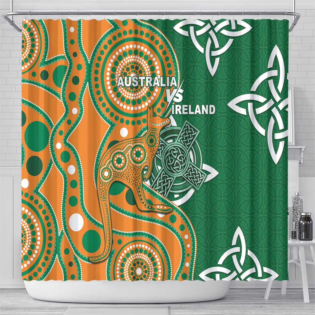Australia And Ireland Rugby Shower Curtain Walllabies And Shamrock Together