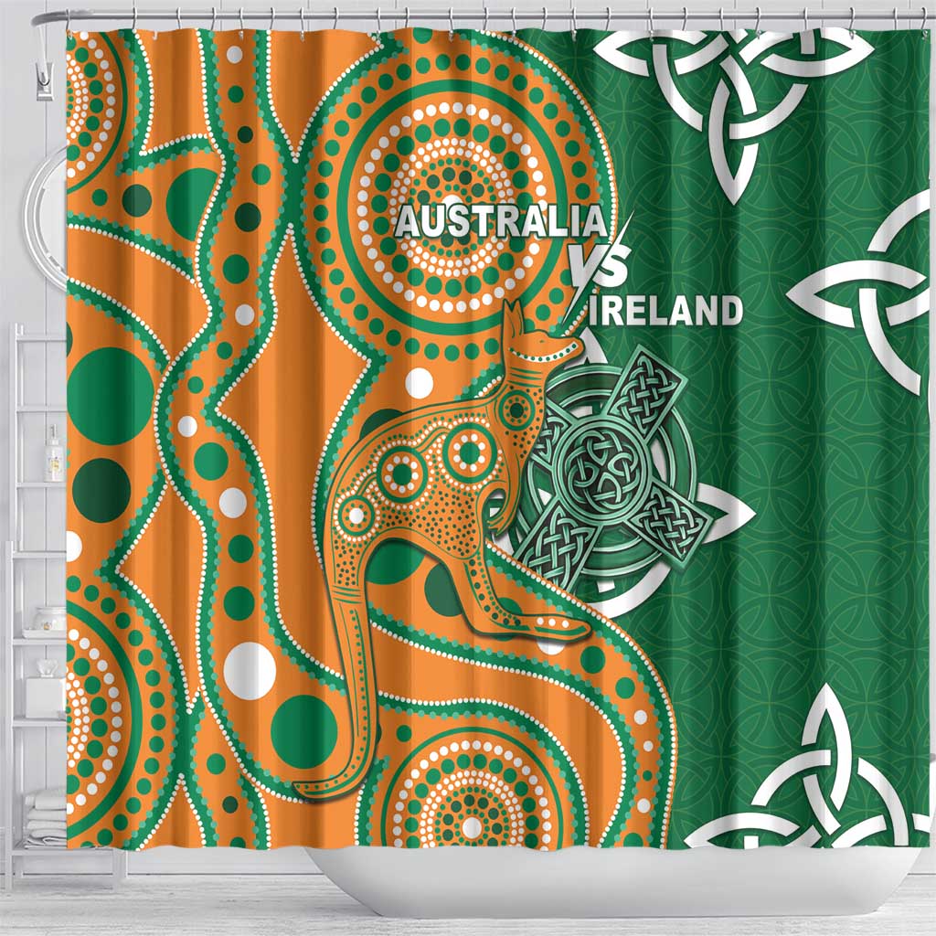 Australia And Ireland Rugby Shower Curtain Walllabies And Shamrock Together