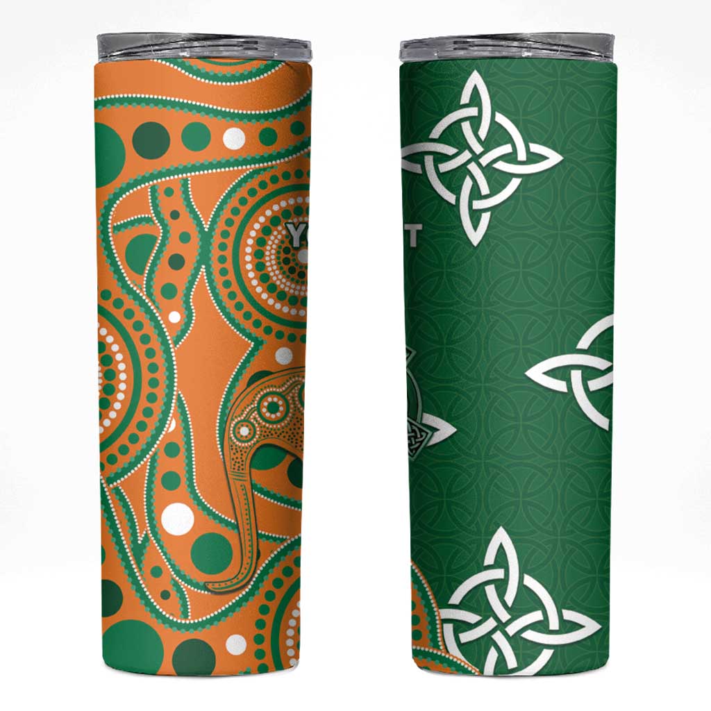Australia And Ireland Rugby Custom Skinny Tumbler Walllabies And Shamrock Together