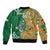 Australia And Ireland Rugby Custom Sleeve Zip Bomber Jacket Walllabies And Shamrock Together