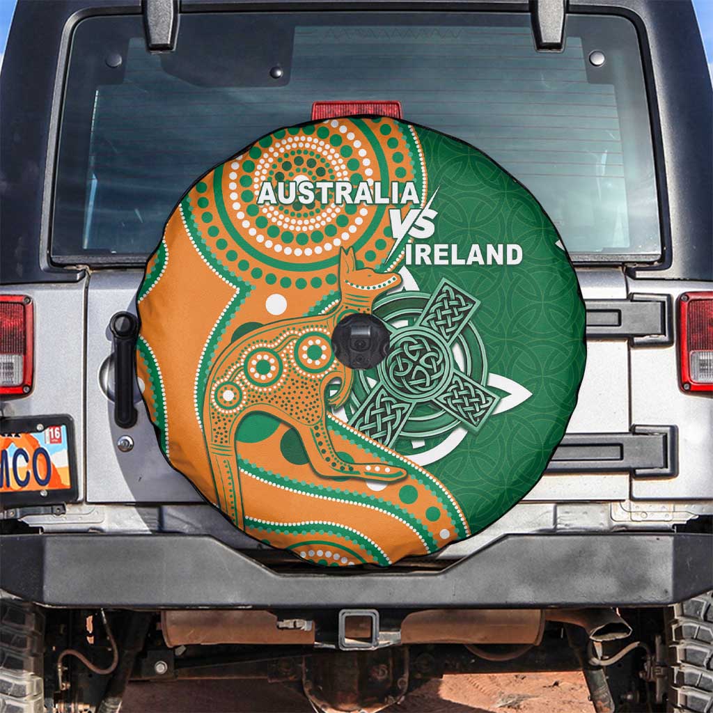 Australia And Ireland Rugby Spare Tire Cover Walllabies And Shamrock Together
