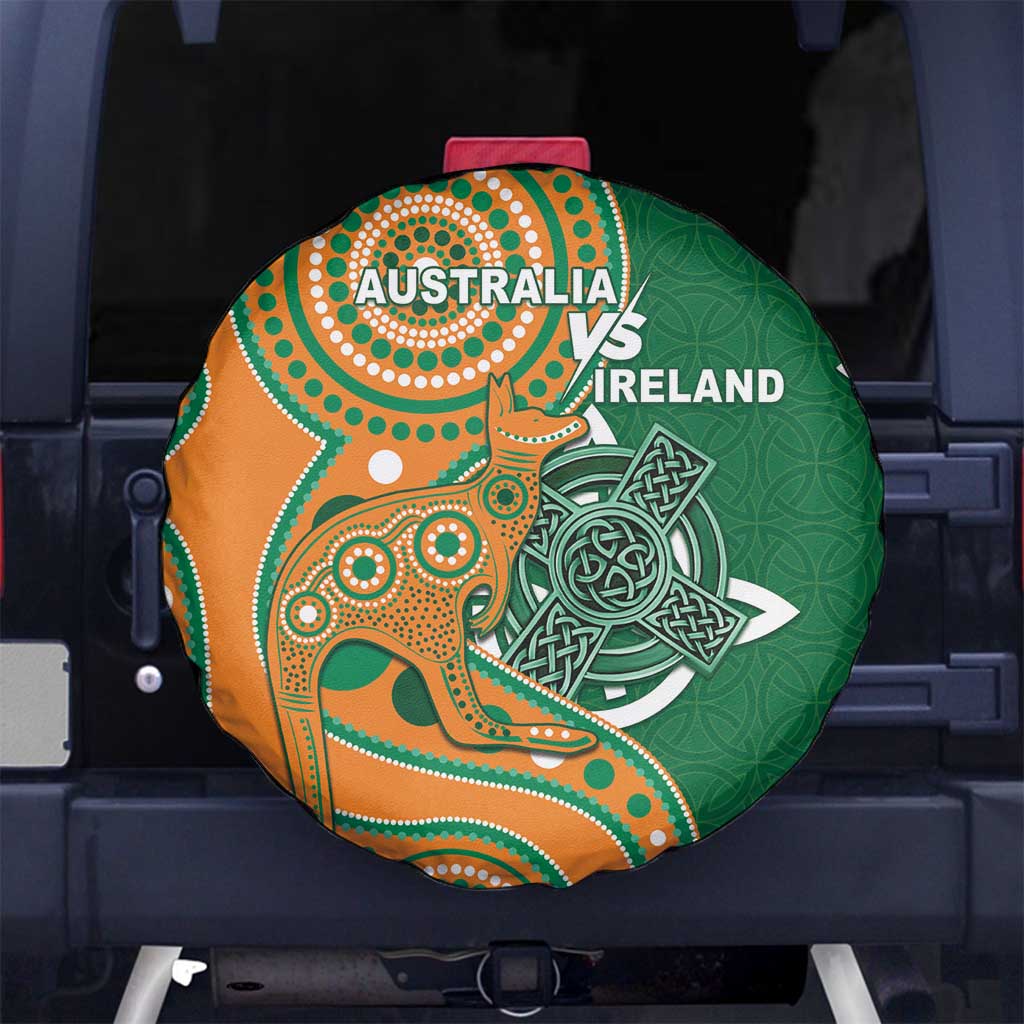 Australia And Ireland Rugby Spare Tire Cover Walllabies And Shamrock Together