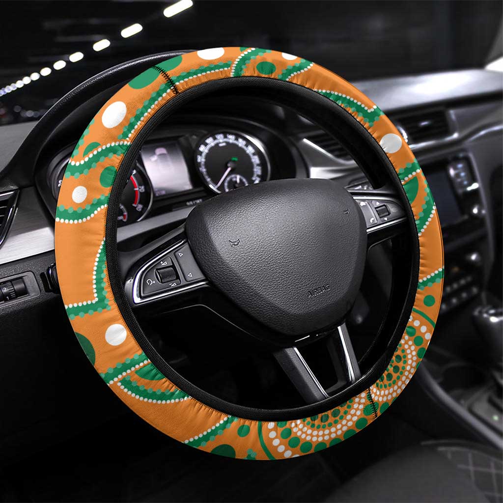 Australia And Ireland Rugby Steering Wheel Cover Walllabies And Shamrock Together