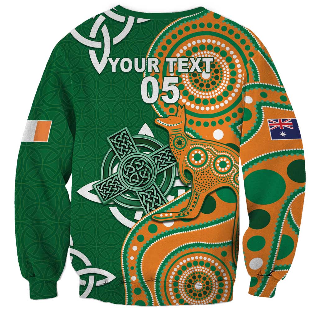 Australia And Ireland Rugby Custom Sweatshirt Walllabies And Shamrock Together