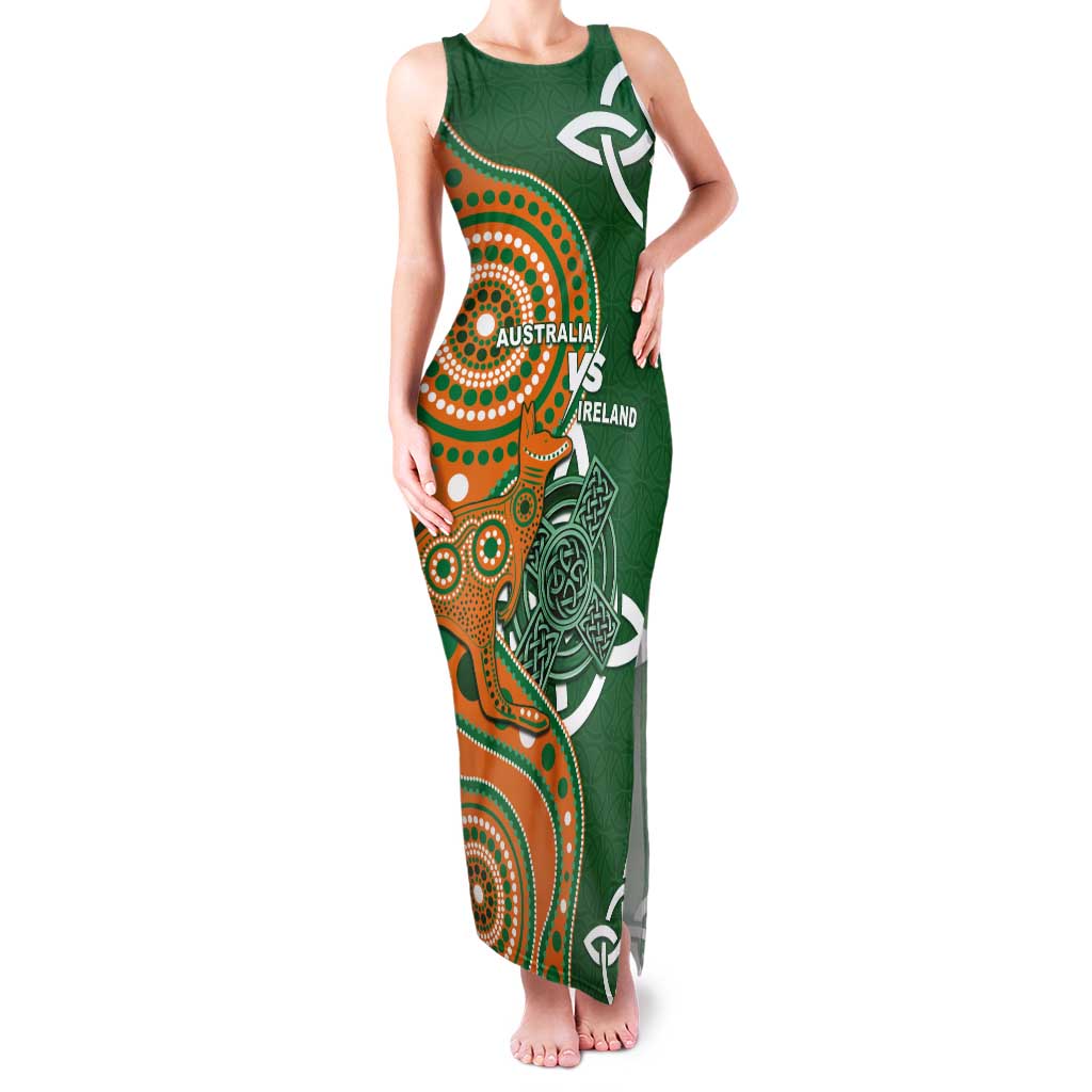 Australia And Ireland Rugby Custom Tank Maxi Dress Walllabies And Shamrock Together