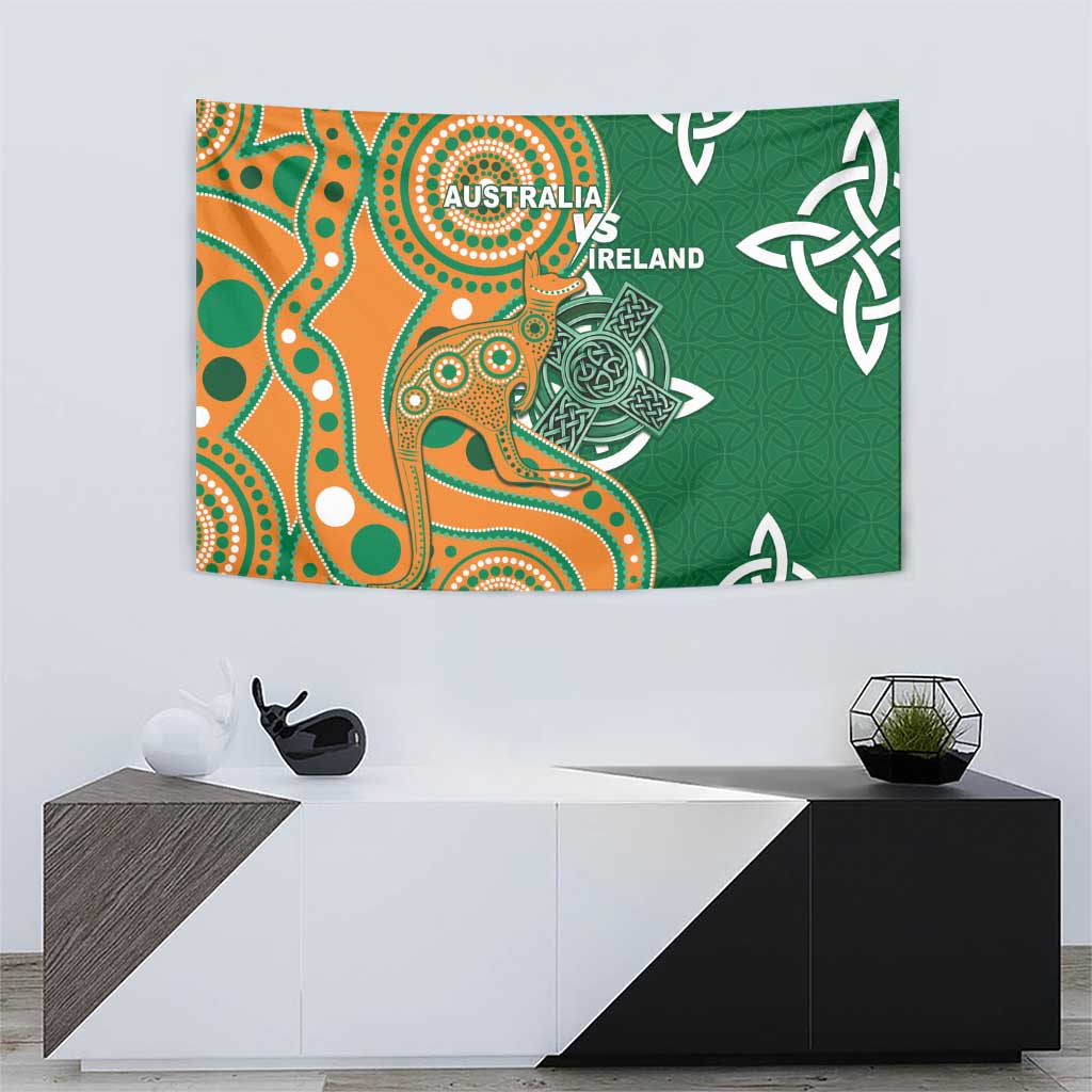 Australia And Ireland Rugby Tapestry Walllabies And Shamrock Together