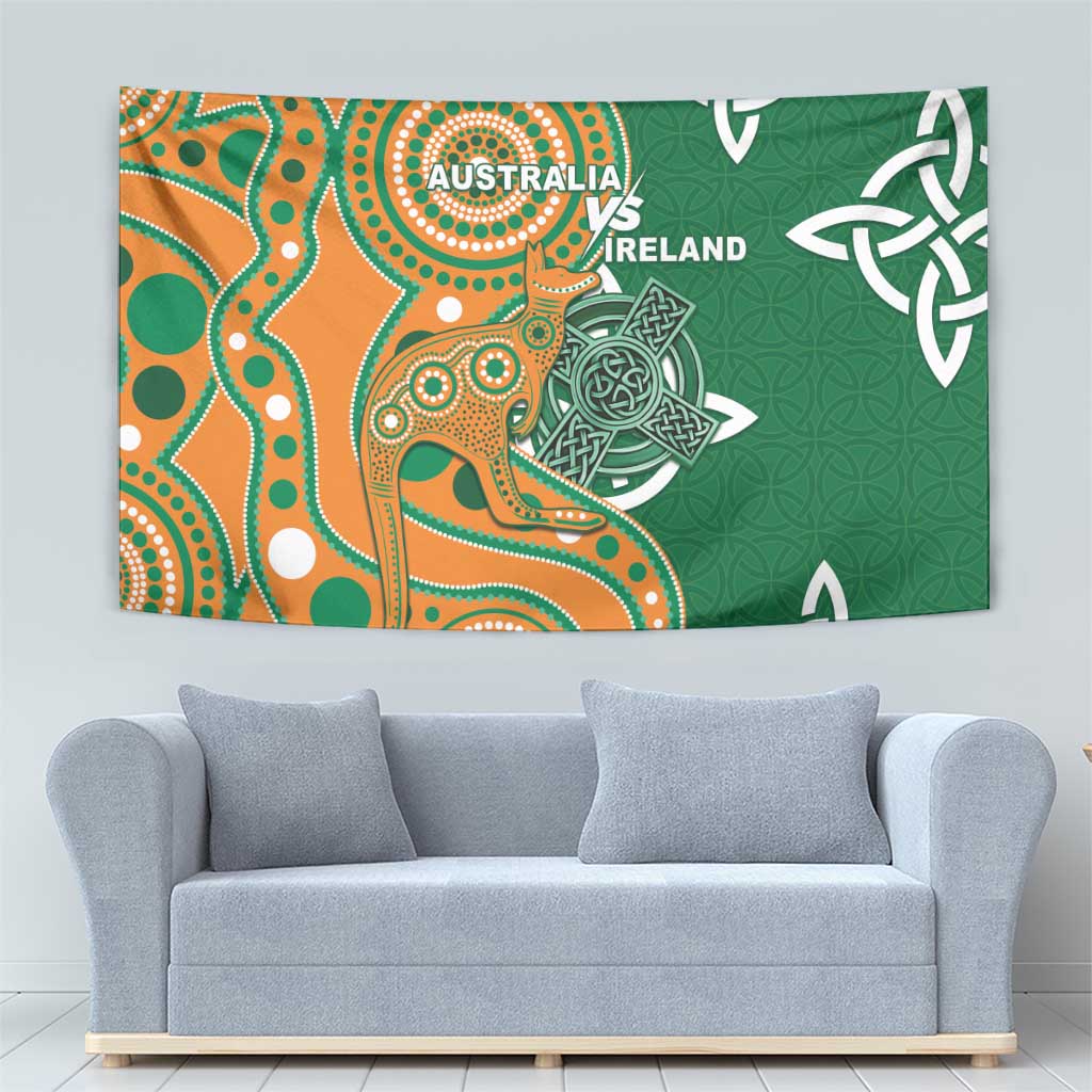 Australia And Ireland Rugby Tapestry Walllabies And Shamrock Together