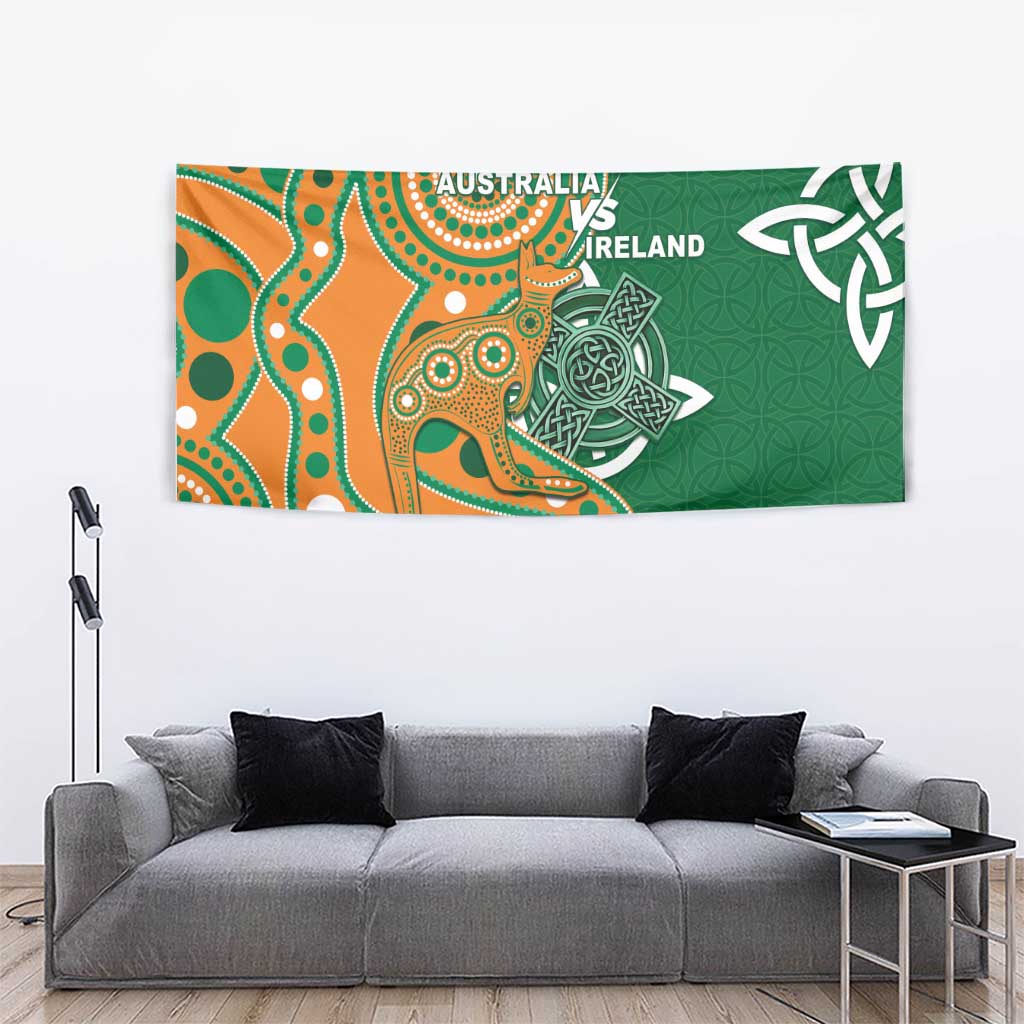 Australia And Ireland Rugby Tapestry Walllabies And Shamrock Together