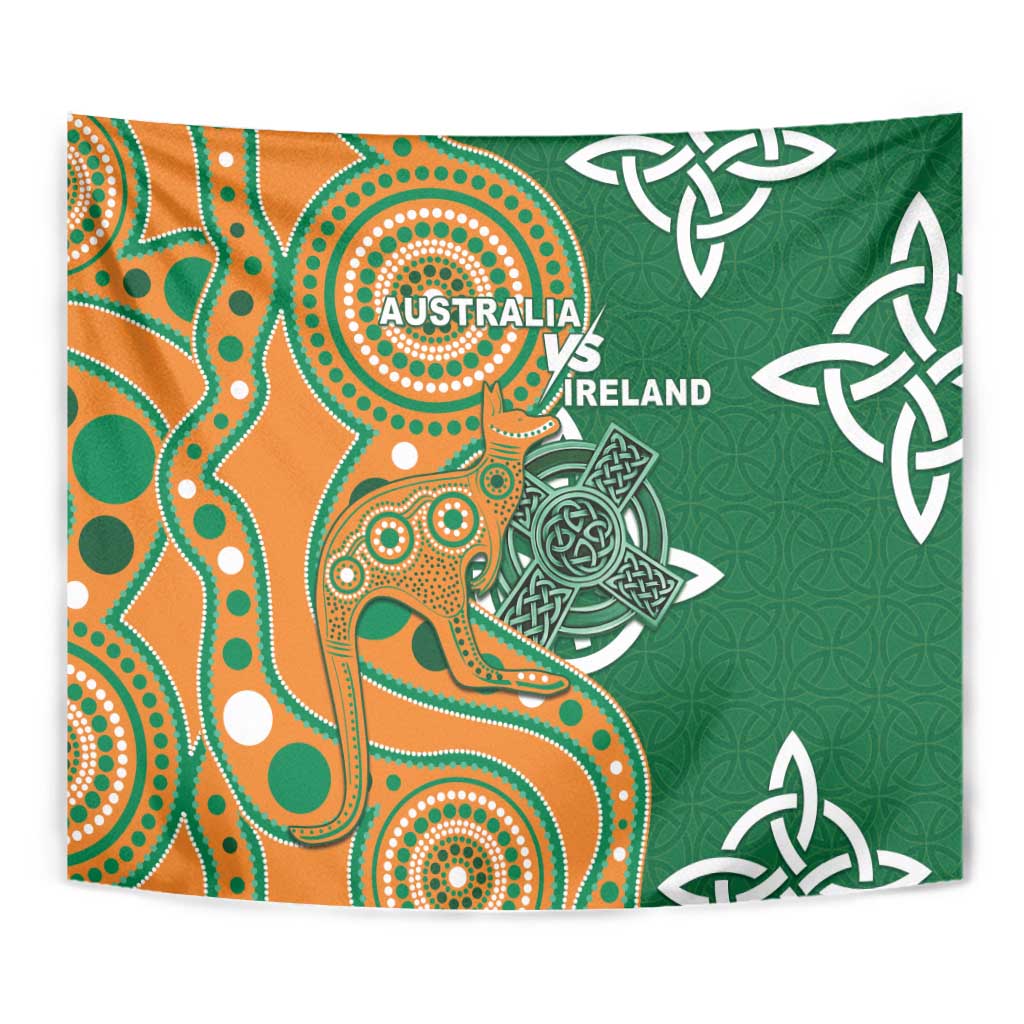 Australia And Ireland Rugby Tapestry Walllabies And Shamrock Together