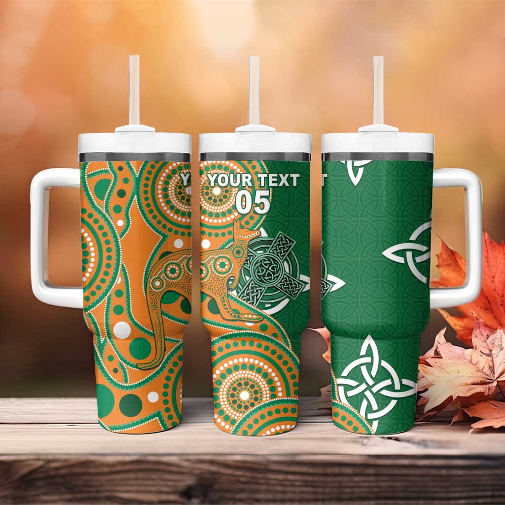 Australia And Ireland Rugby Custom Tumbler With Handle Walllabies And Shamrock Together