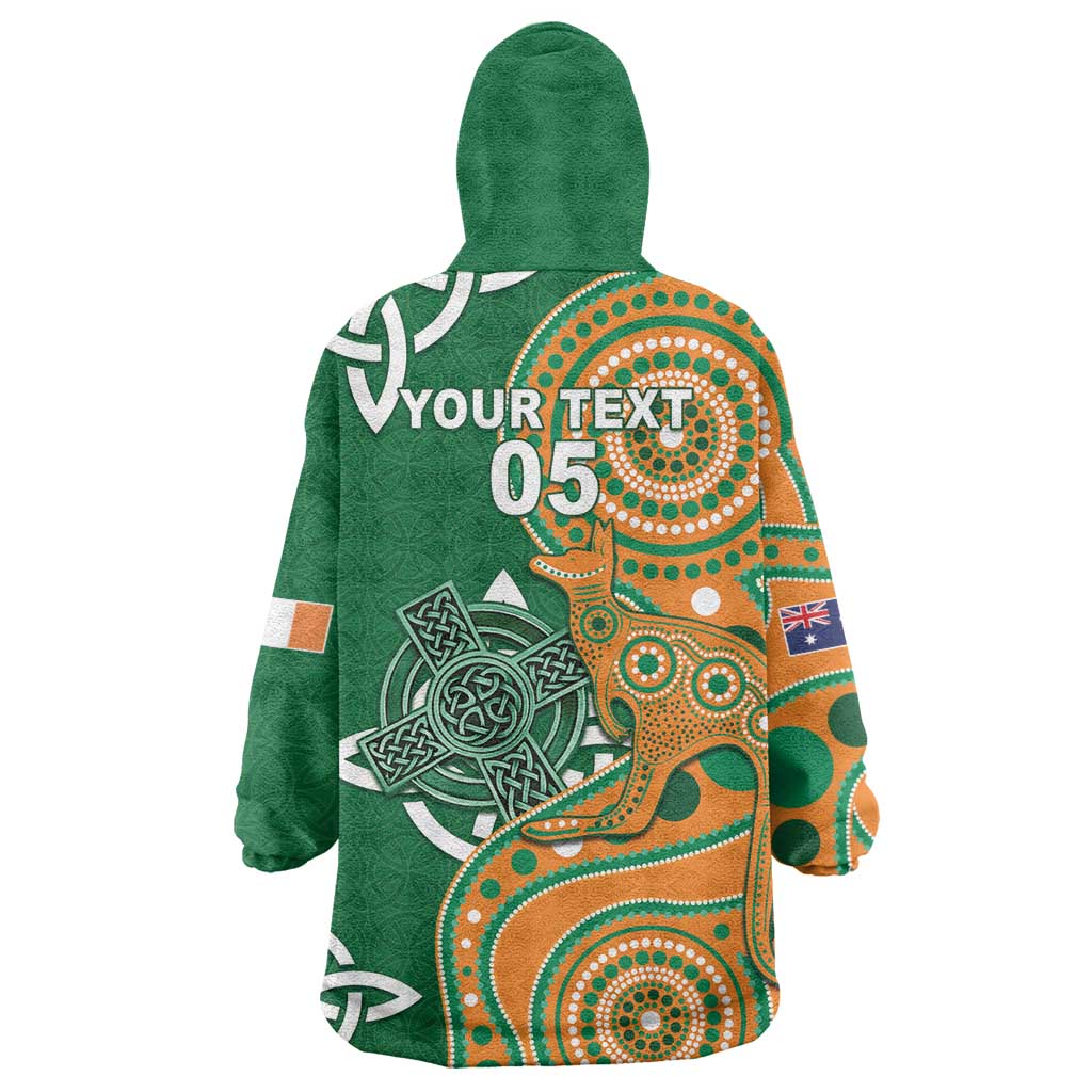 Australia And Ireland Rugby Custom Wearable Blanket Hoodie Walllabies And Shamrock Together
