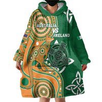 Australia And Ireland Rugby Custom Wearable Blanket Hoodie Walllabies And Shamrock Together