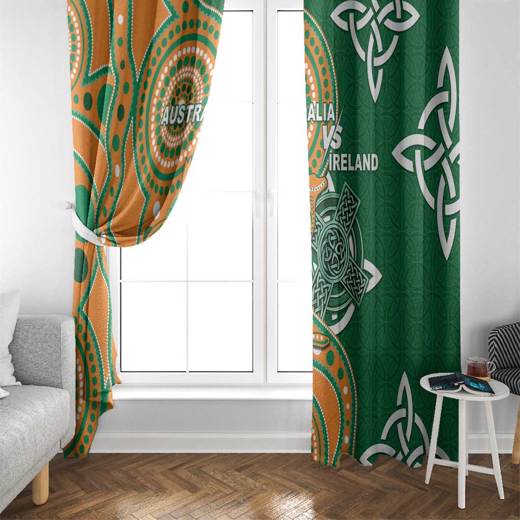Australia And Ireland Rugby Window Curtain Walllabies And Shamrock Together