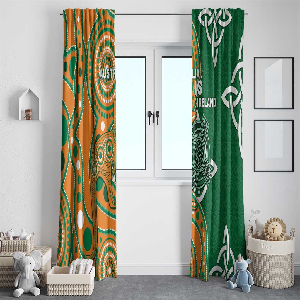 Australia And Ireland Rugby Window Curtain Walllabies And Shamrock Together
