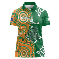 Australia And Ireland Rugby Custom Women Polo Shirt Walllabies And Shamrock Together