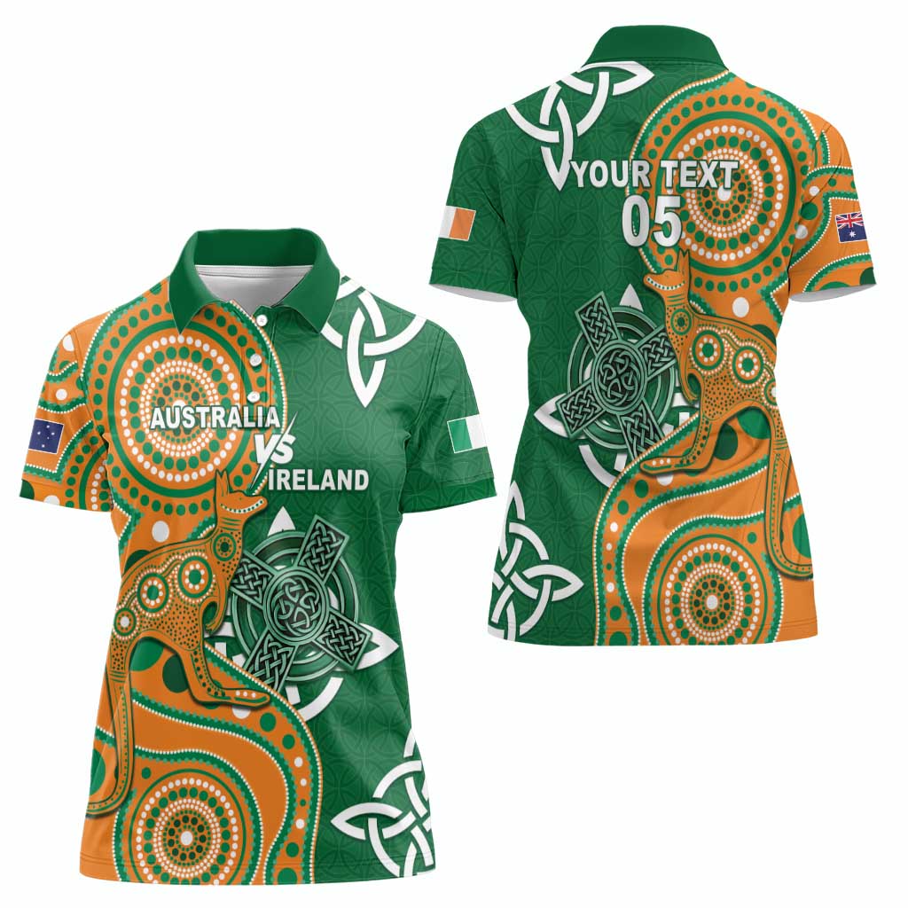 Australia And Ireland Rugby Custom Women Polo Shirt Walllabies And Shamrock Together
