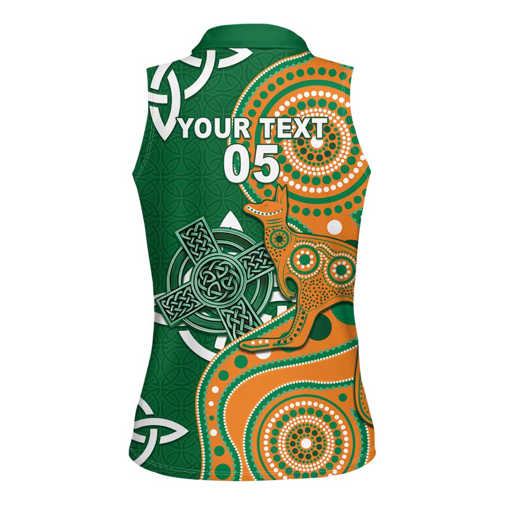 Australia And Ireland Rugby Custom Women Sleeveless Polo Shirt Walllabies And Shamrock Together